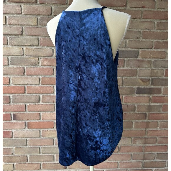 Charming Charlie Floral Applique Crushed Velvet Cami Tank Top Blue Womens Large - Picture 5 of 14